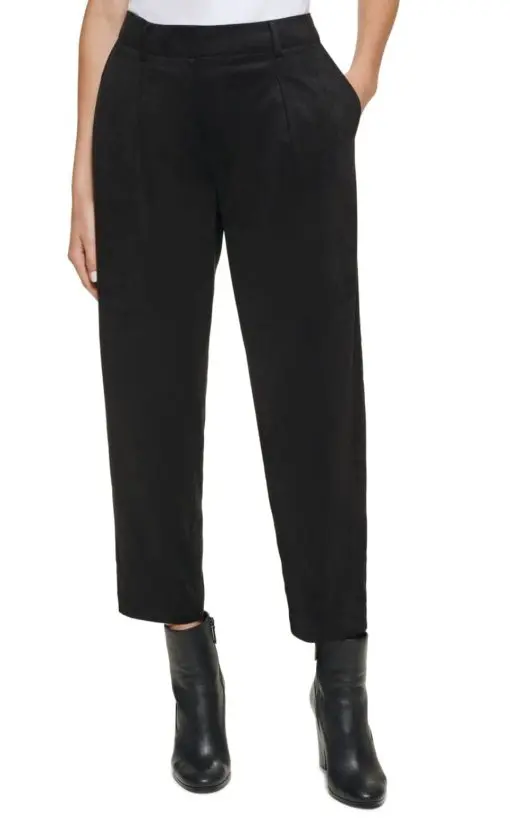 Calvin Klein Faux-Suede Cropped Pants - Black 10