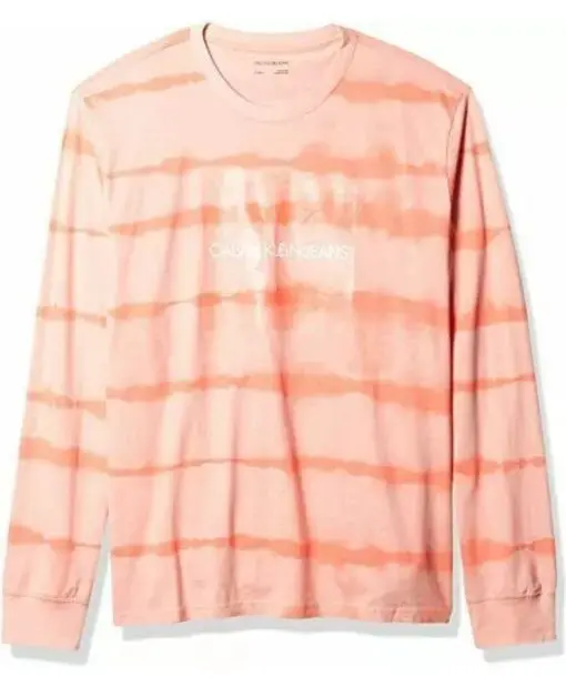 Calvin Klein Long Sleeve Monogram Logo T-Shirt Pink Blossom Tie Dye Men's XL