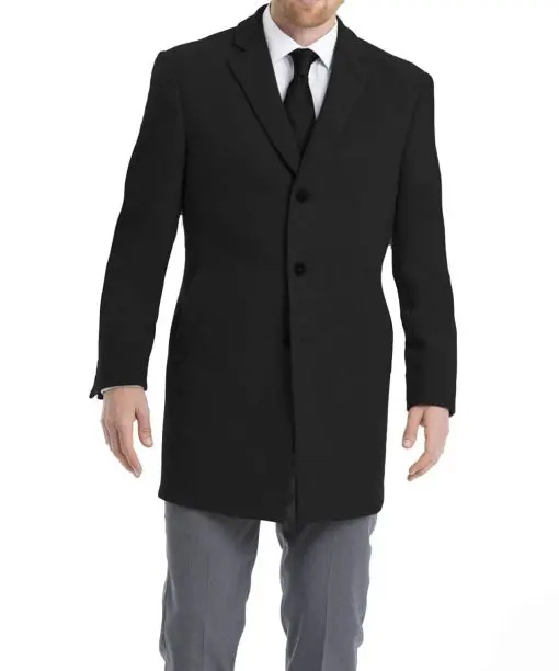 Calvin Klein Men's Prosper Wool-Blend X-Fit Overcoat, Black
48R