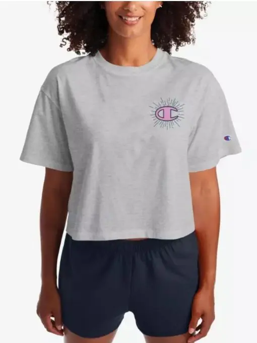 Champion Crewneck Short Sleeve Celestial The Cropped Tee T-shirt in Oxford Gray 2XL