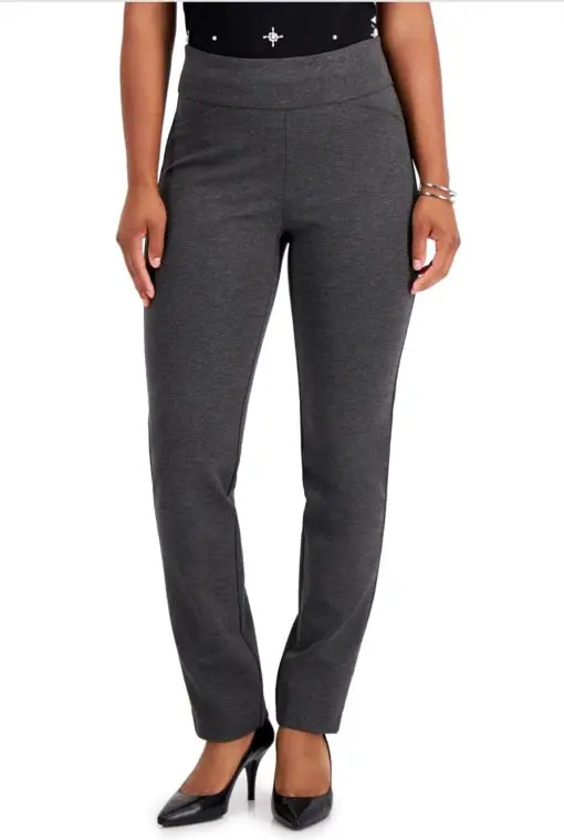 Charter Club Cambridge Petite Tummy-Control Ponte-Knit Pants,  - Charcoal Heather 2P