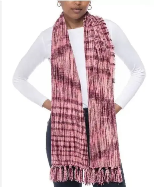 CHARTER CLUB chenille ultra soft space-dyed winter scarf wrap -WINE/BURGUNDY