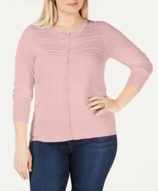 CHARTER CLUB Womens New 0368 Pink Long Sleeve Crew Neck Casual Top 2X Plus