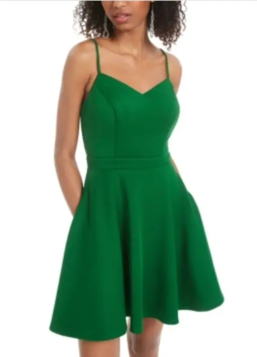 City Studio Womens Juniors Bow Back Scuba Fit & Flare Dress Green 13