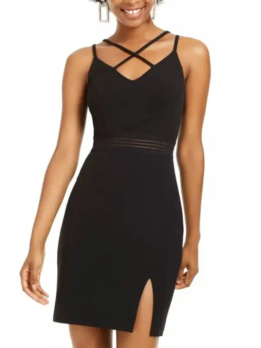 City Studios Junior's Crisscross Bodycon Dress Black Size 3