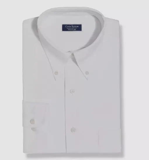 Club Room Men White Regular-Fit Stretch Traveler Dress Shirt 34-35