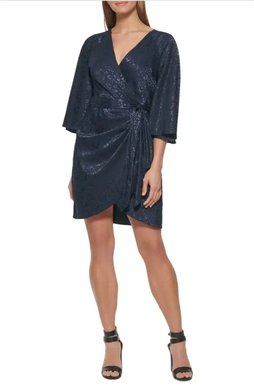 Dkny Cape-Sleeve Side-Tie Dress - Navy 2