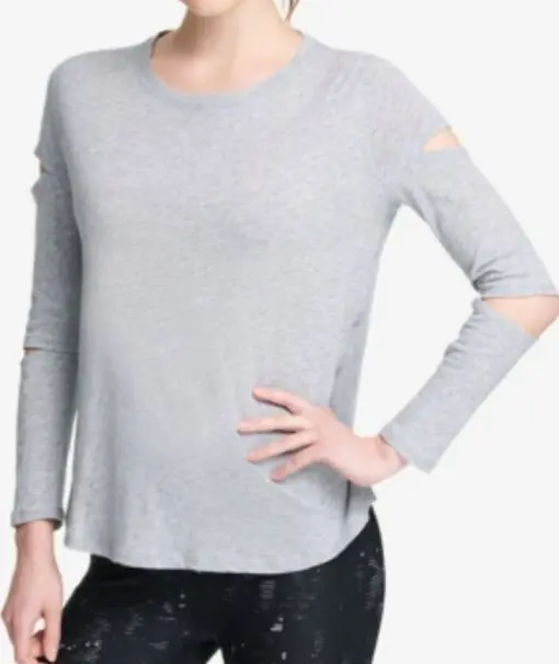 Dkny Sport Cotton Long Cut-Out Sleeve T-Shirt L