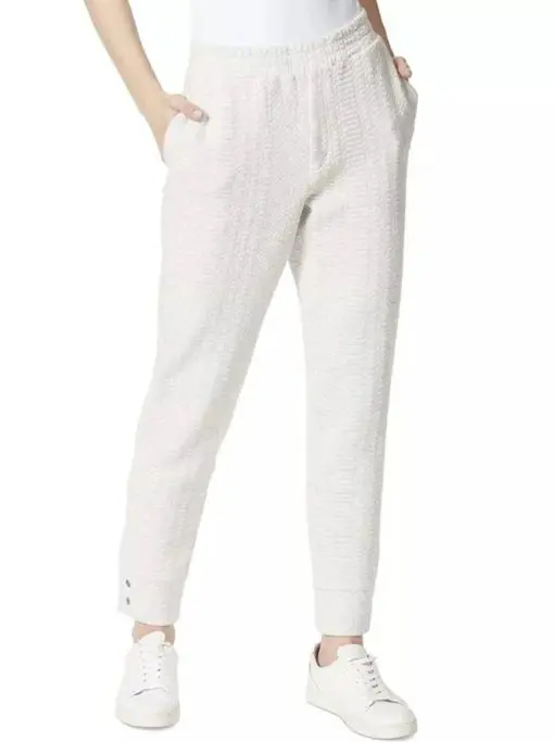 Frayed Denim Women's Natalia Buttoned Cuff Textured Sweatpants White Size X-Large