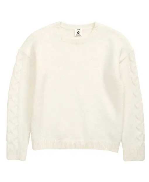 Girl's Stem Kids' Cable Knit Sweater, Size 7 - Ivory