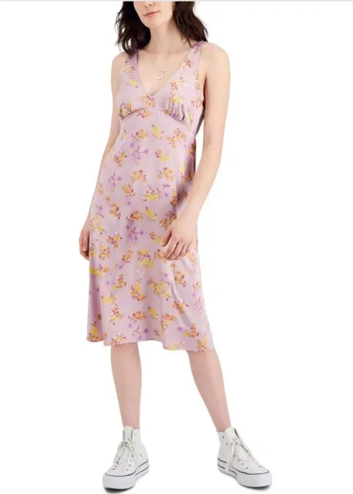 Hippi rose Juniors Womens Floral Print Calf MIDI Dress S