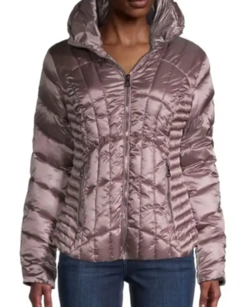 Karl Lagerfeld Paris Women’s Quilted Puffer Jacket – Mauve