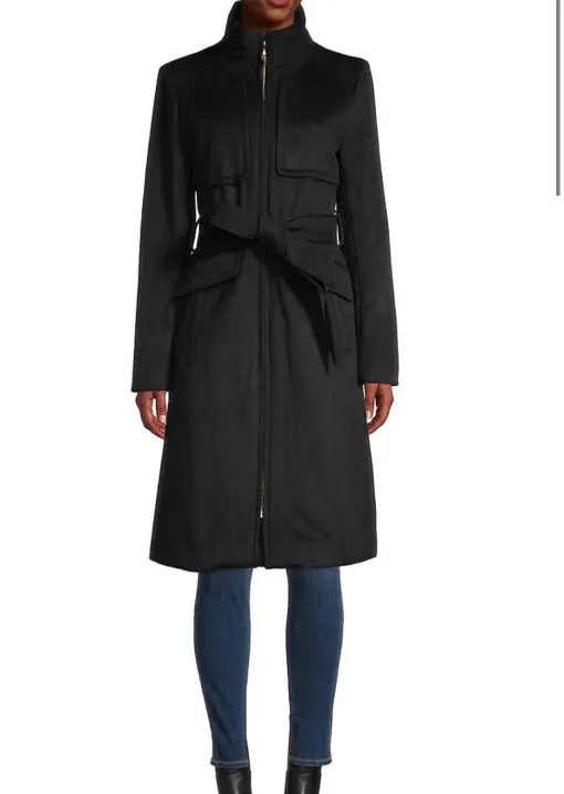 Karl Lagerfeld Paris Women's Wool-Blend Coat - Black - Size XS NO BELT