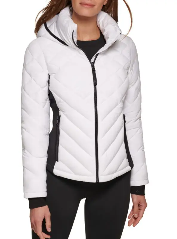 Calvin Klein Womens Side Panel Hooded Packable Puffer Coat White XXL