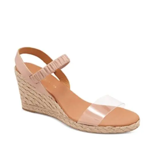 André Assous Womens Alberta Leather Ankle Wedge Heels Clear/Beige 9