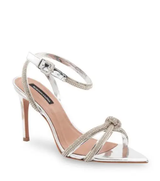 BCBGMAXAZRIA Della Rhinesstone Heeled Sandal Silver