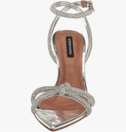 BCBGMAXAZRIA Della Rhinesstone Heeled Sandal Silver - Image 2