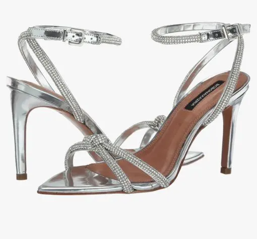 BCBGMAXAZRIA Della Rhinesstone Heeled Sandal Silver - Image 3