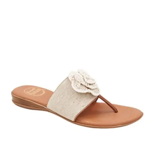 Andre Assous Women's Nara Slip on Thong Slide Sandals Beige Linen