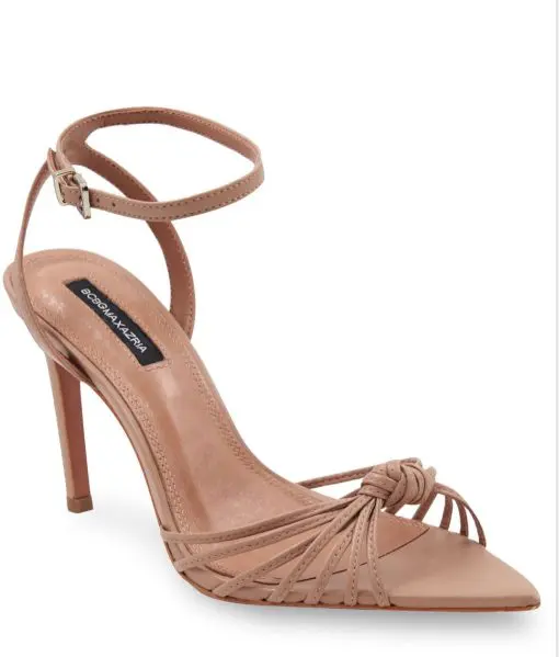 BCBGMAXAZRIA Delia Palomino Knotted Leather Sandal Heel 5.5