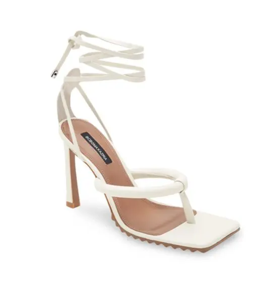 BCBGMAXAZRIA Pelia Lace-up Thong Dress Sandal Optic White