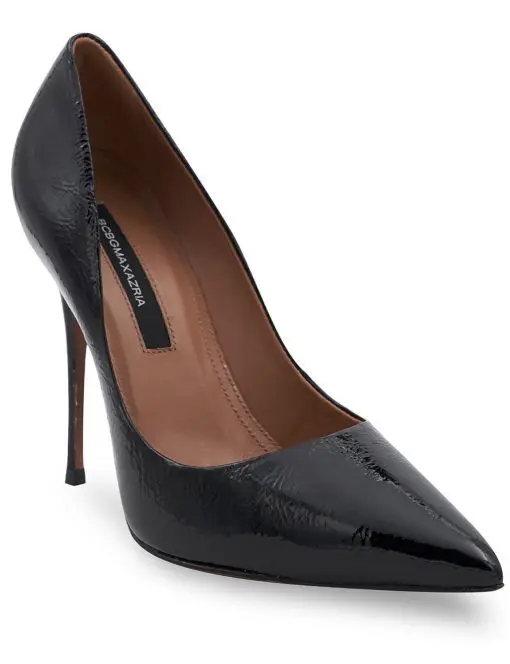 BCBGMAXAZRIA Nova Patnet Leather Black Crunkle Pump 6