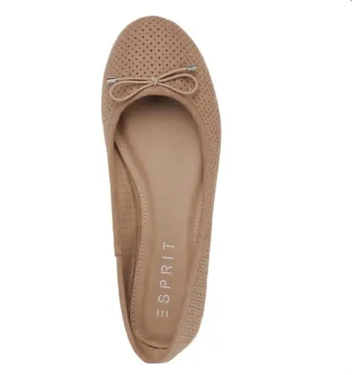 Esprit Orly Womens Perforated Slip on Flats Taupe 6 - Image 2