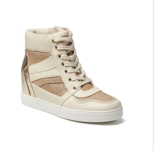 BCBGeneration Women's Jansy High-Top Wedge Sneakers Bianca/Platino 6