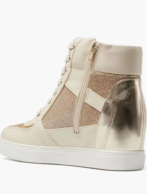 BCBGeneration Women's Jansy High-Top Wedge Sneakers Bianca/Platino 6 - Image 3