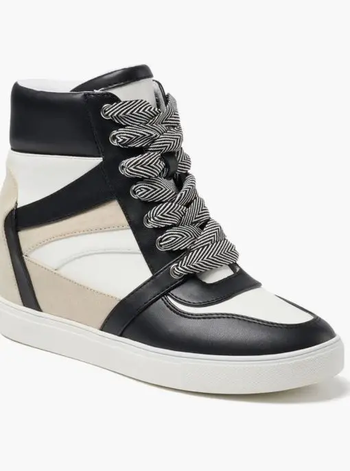 BCBGeneration Women's Jansy High-Top Wedge Sneakers black/Bright White 6