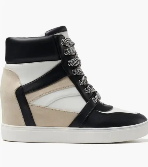 BCBGeneration Women's Jansy High-Top Wedge Sneakers black/Bright White 6 - Image 3