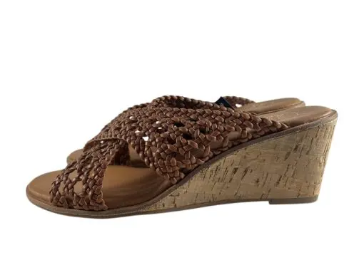 Andre Assous Bryana Woven Strappy Wedge Sandals Chocolate 10 - Image 3