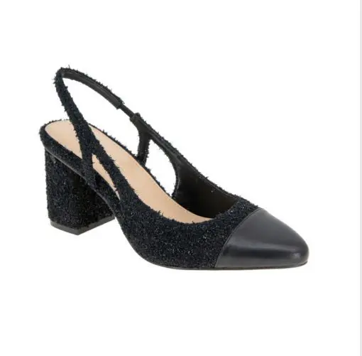 BCBGeneration Women's Darrin Cap Toe Slingback Heeled Pumps - Black/Black Boucle 9