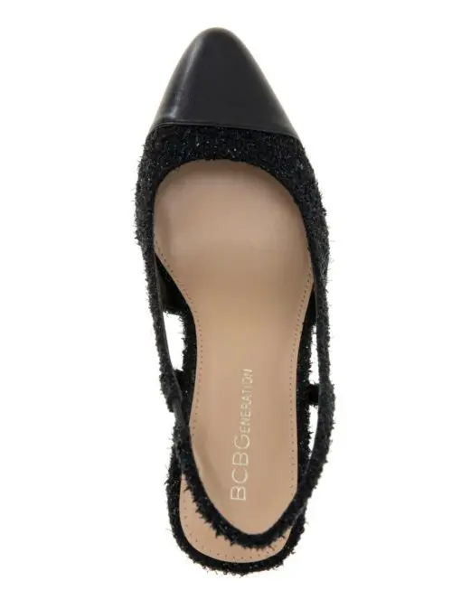 BCBGeneration Women's Darrin Cap Toe Slingback Heeled Pumps - Black/Black Boucle 9 - Image 3