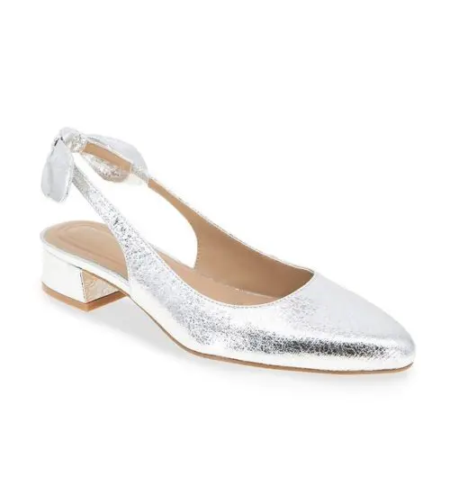 BCBGeneration Women's Torna Slingback Block Heel Pumps - Silver Crinkle Metallic 9