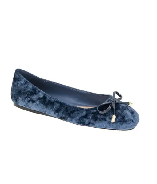 BCBGeneration Women's Â Hartly Square Toe Bow Ballet Flats - Naval Blue Crushed Velvet 9