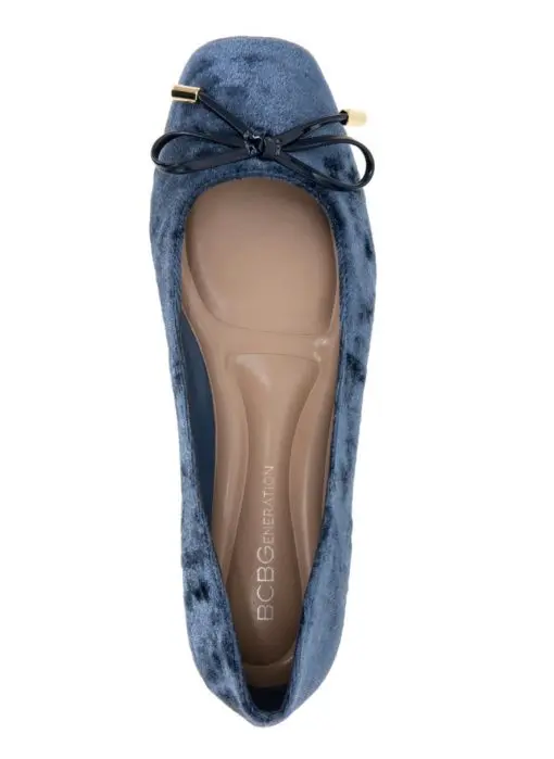 BCBGeneration Women's Â Hartly Square Toe Bow Ballet Flats - Naval Blue Crushed Velvet 9 - Image 3