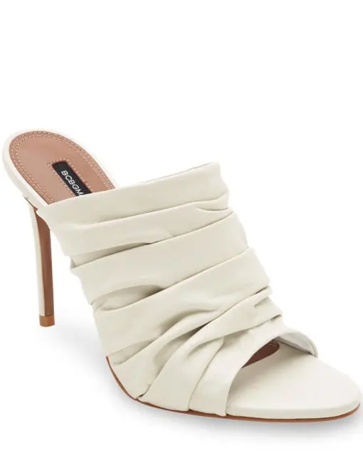 BCBGMAXAZRIA Sarani Optic White Ruched Heel Mule 9.5