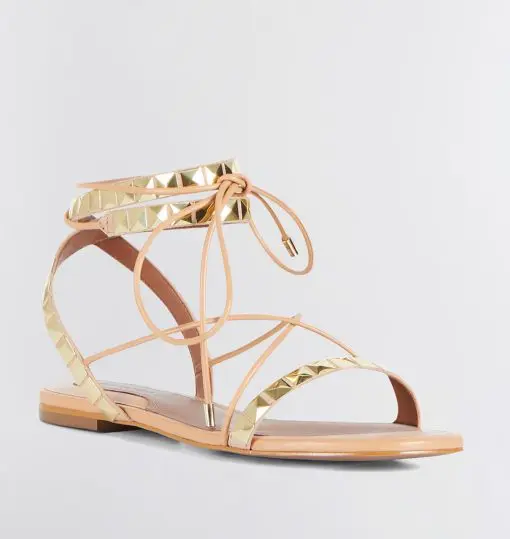 BCBGMAXAZRIA Tabbi Stud Ankle Wrap Sandal Palomino/Platino