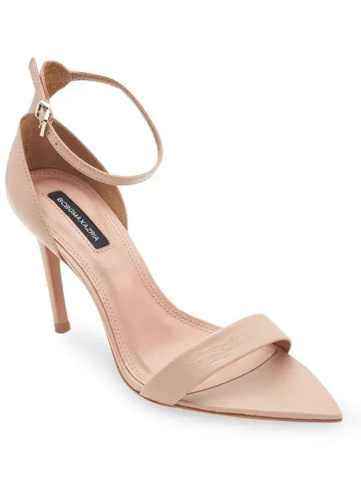 BCBGMAXAZRIA Demia Nude Leather Sandal Heel 9