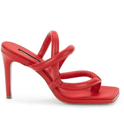 BCBGMAXAZRIA Abina Vermelho Leather Strappy Heel 7