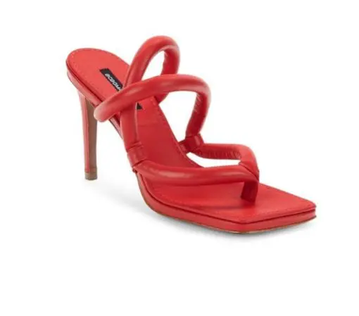 BCBGMAXAZRIA Abina Vermelho Leather Strappy Heel 7 - Image 2