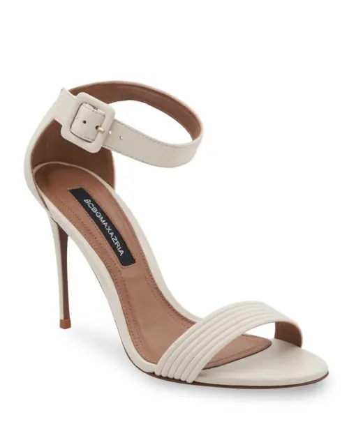 BCBGMAXAZRIA Women's Lucy Ribbed Stiletto Sandals Magnolia 7.5