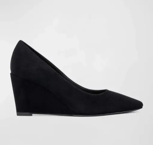 Aquatalia Posie Black Suede Wedge Pumps 9