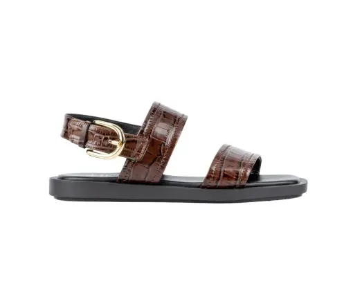 Aquatalia Joni Luxe Croco Embossed Sandal Brown 6