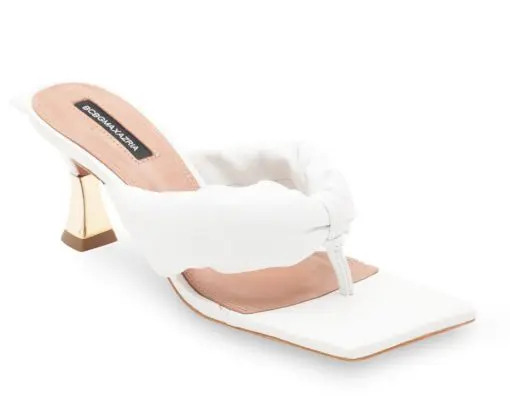 BCBGMAXAZRIA Fiona Optic White Leather Sandal Heel