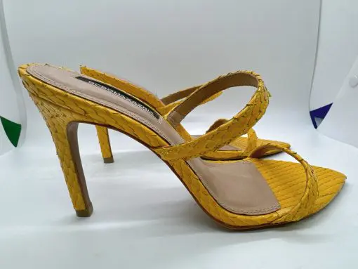 BCBGMAXAZRIA Duponi Tuscany Yellow Crinkled Leather Sandal Heel 6 - Image 2