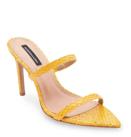 BCBGMAXAZRIA Duponi Tuscany Yellow Crinkled Leather Sandal Heel 6