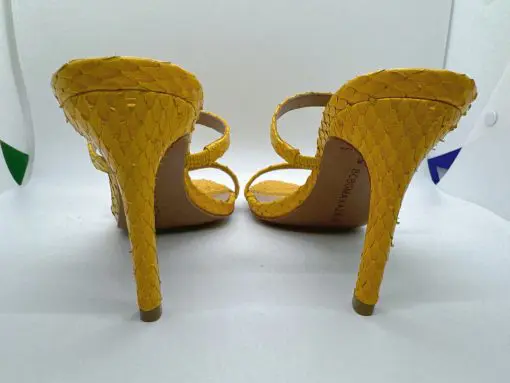 BCBGMAXAZRIA Duponi Tuscany Yellow Crinkled Leather Sandal Heel 6 - Image 3