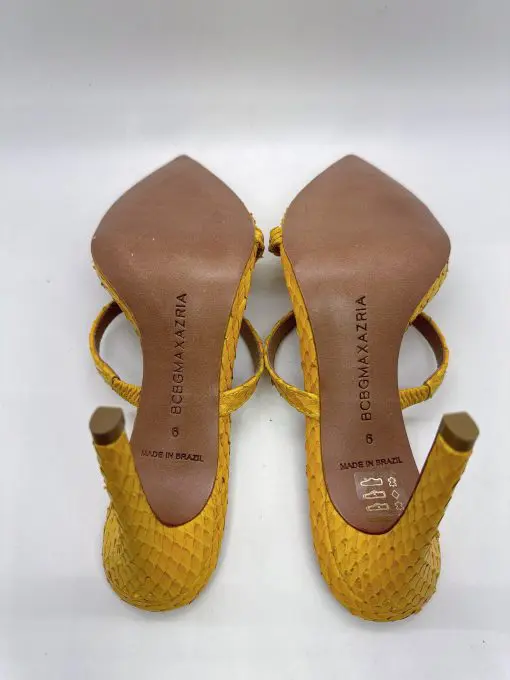 BCBGMAXAZRIA Duponi Tuscany Yellow Crinkled Leather Sandal Heel 6 - Image 4